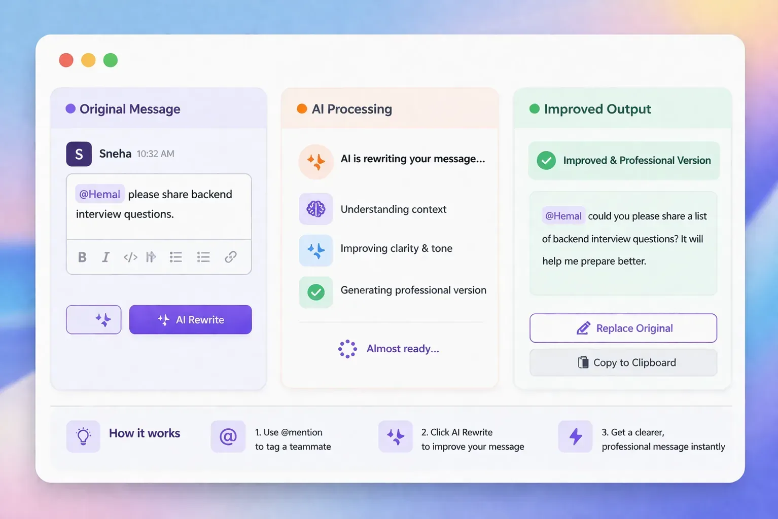 Colleagues using the built-in AI assistant in ZyncSpace