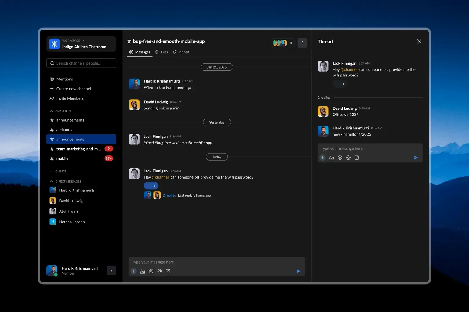 ZyncSpace workspace overview with chat, tasks, and collaboration
